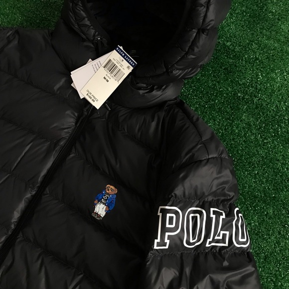 polo bear plaid down jacket